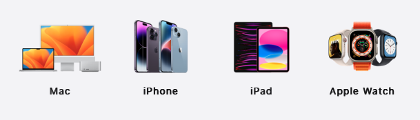 iPhone，iPad，Watch，MacBook，MacBook Air，MacBook Pro，MacMini，iMac，MacPro